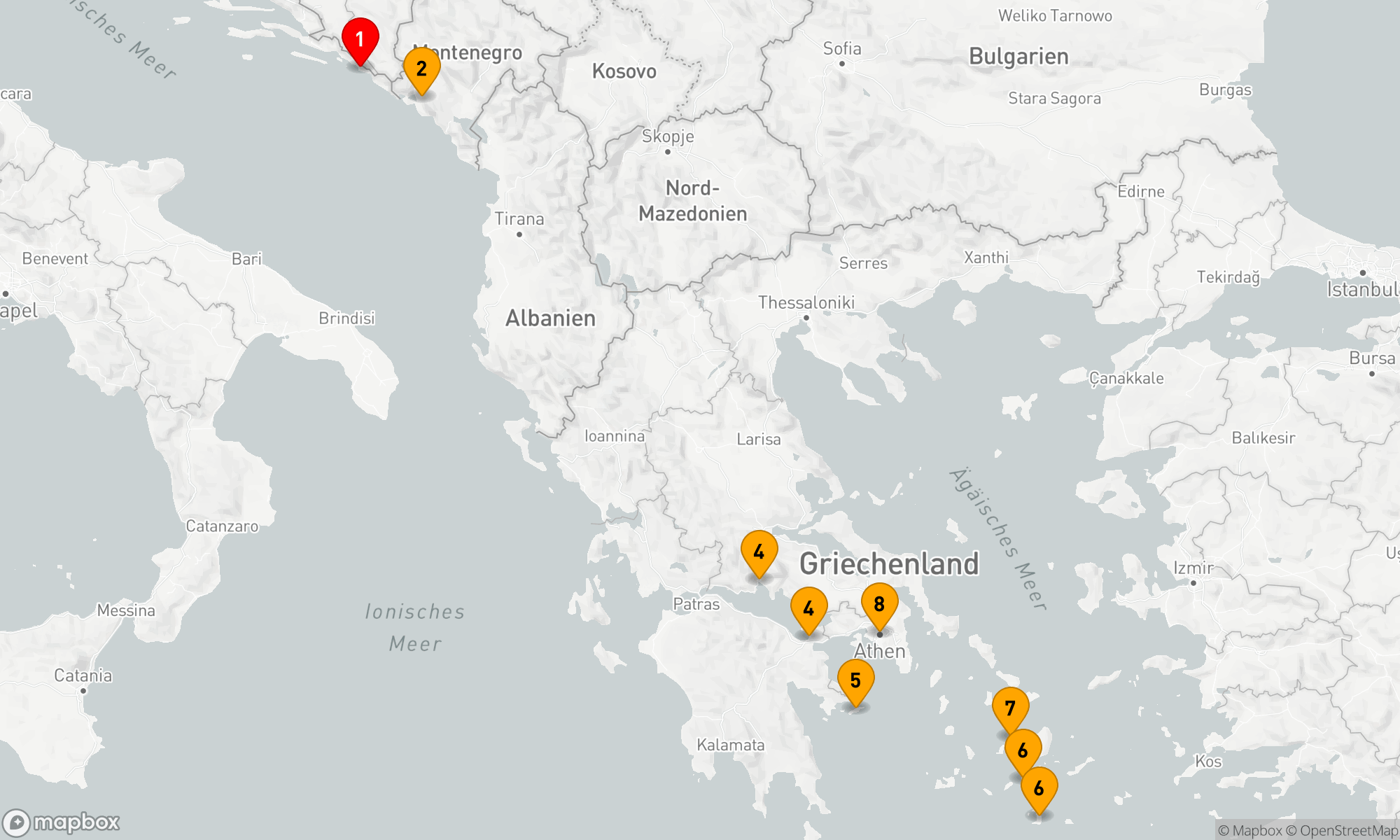 7 Tage von Dubrovnik bis Athen (PirÃ¤us)