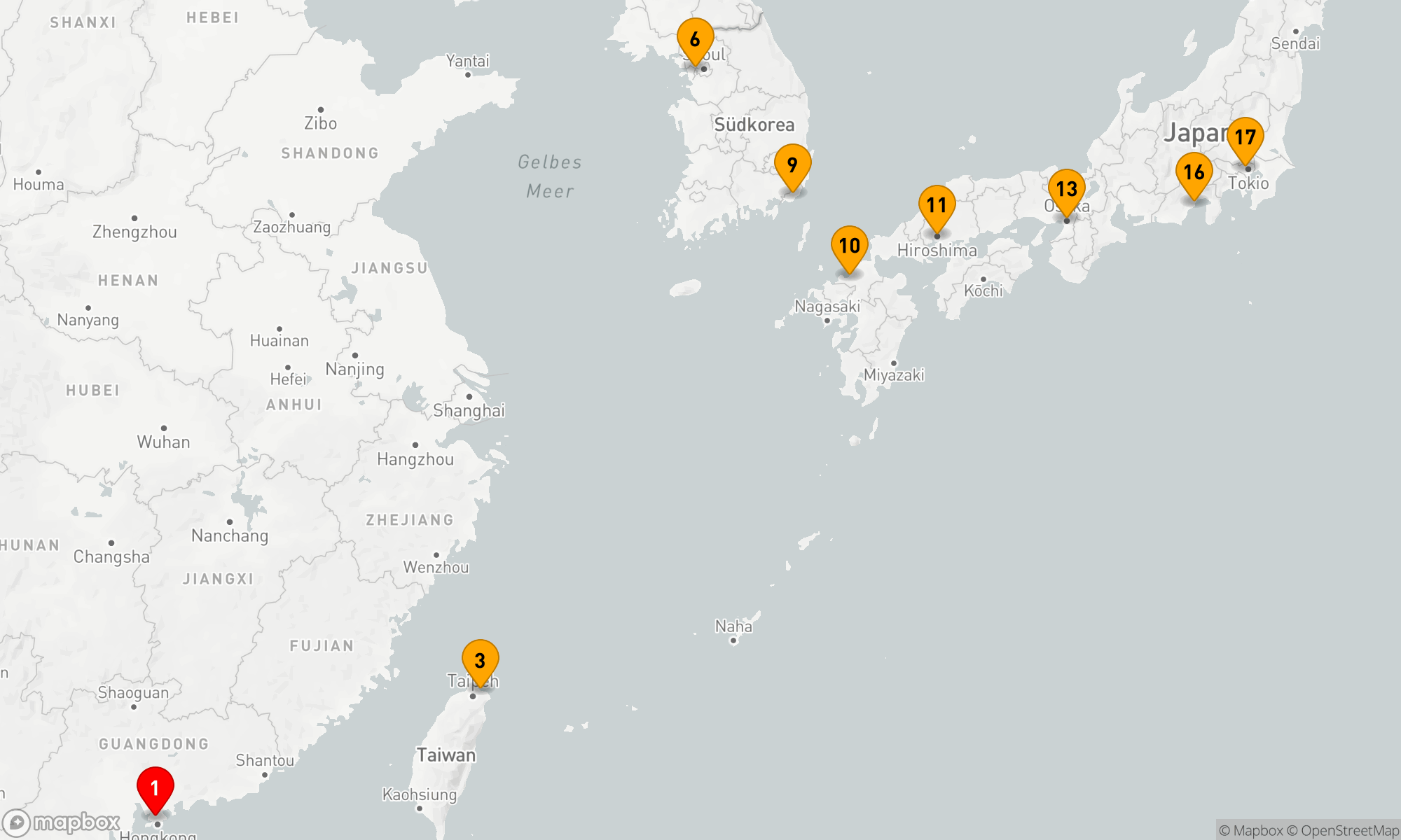 16 Nächte ab Hongkong bis Tokyo (SN250310016)