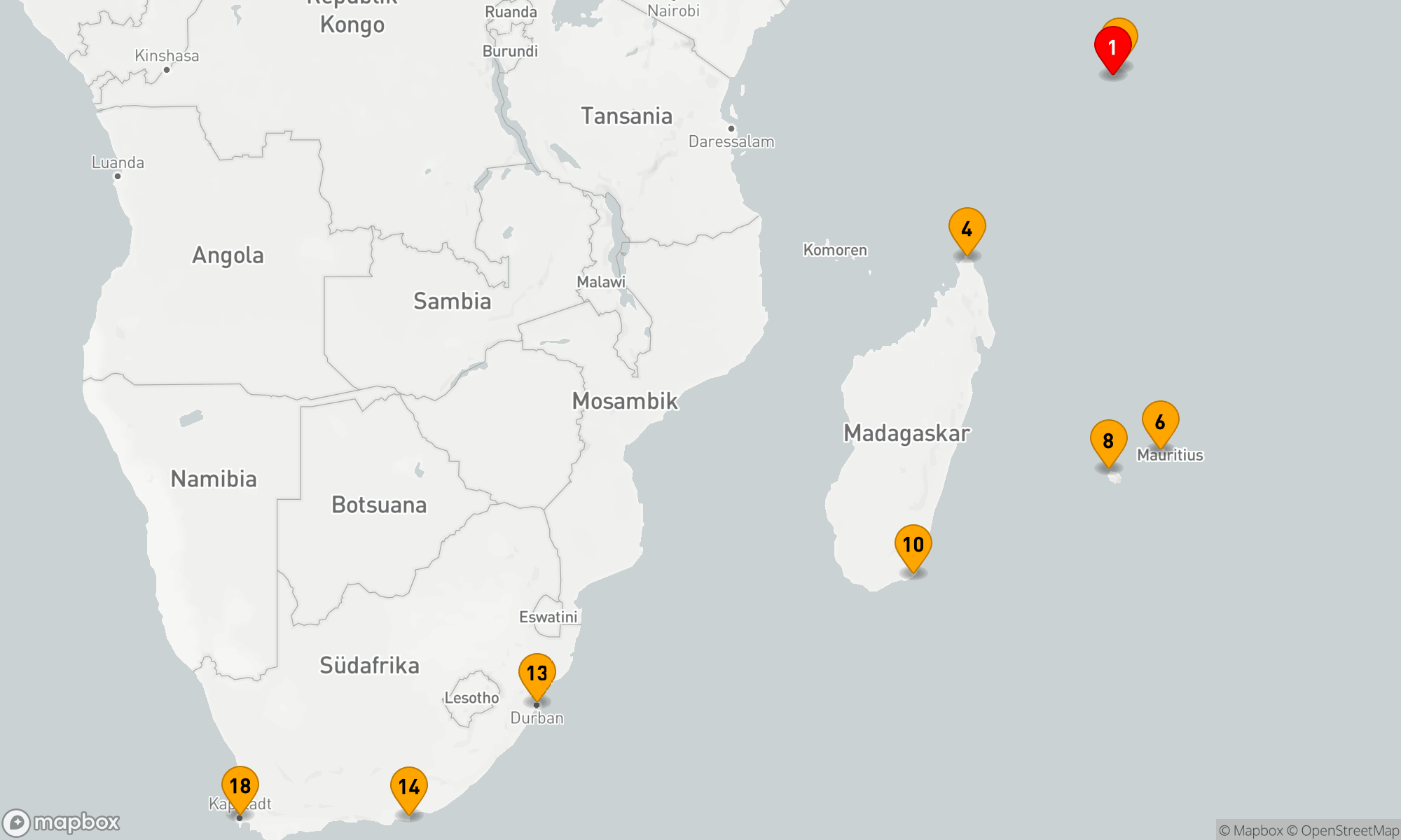 17 Nächte ab Mahé / Port Victoria bis Kapstadt (SM260106017)